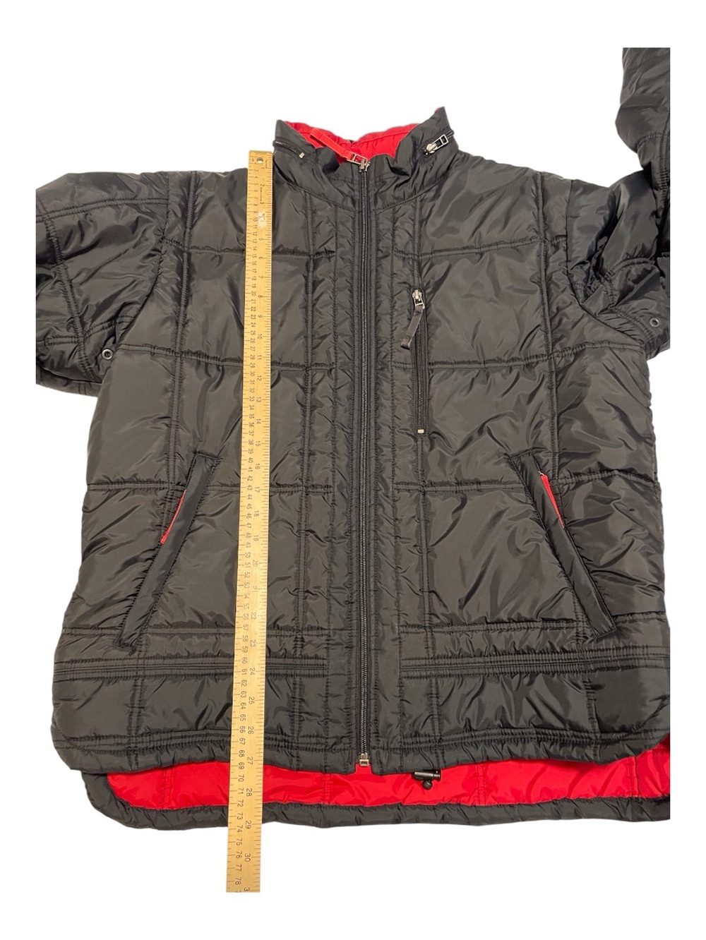 Nautica Black Quilted Puffer Jacket with Red Accents,L - Picture 9 of 14